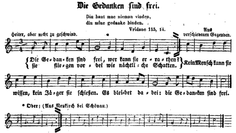 Noten zu ''Die Gedanken sind frei'', gemeinfrei